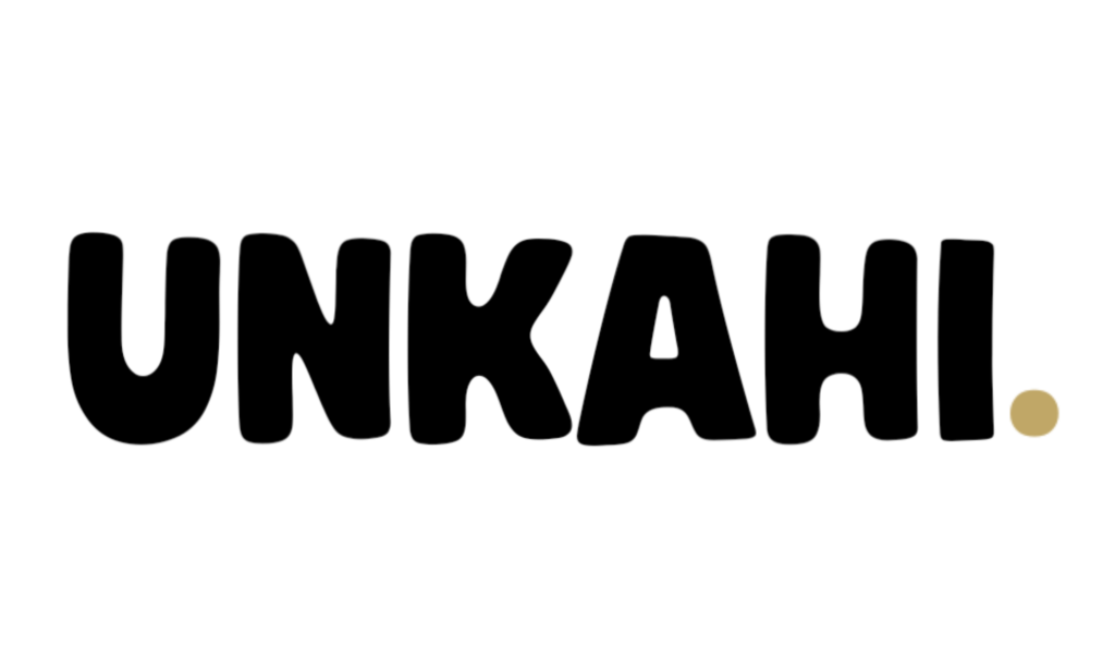footer logo for unkahi.shop showing the letters U N K A H I and a gold dot at the end.